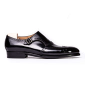 Long Wing Tip Single Buckle Monk With Topline Brogueing