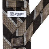 Striped Fina Grenadine Silk Tie Brown Beige