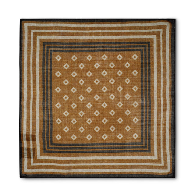 Ochre Box Print Pocket Square