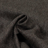 Manhattan High Rise Wide Tapered Pleated Trousers In Grey Tweed Like Herringbone Wool Cashmere