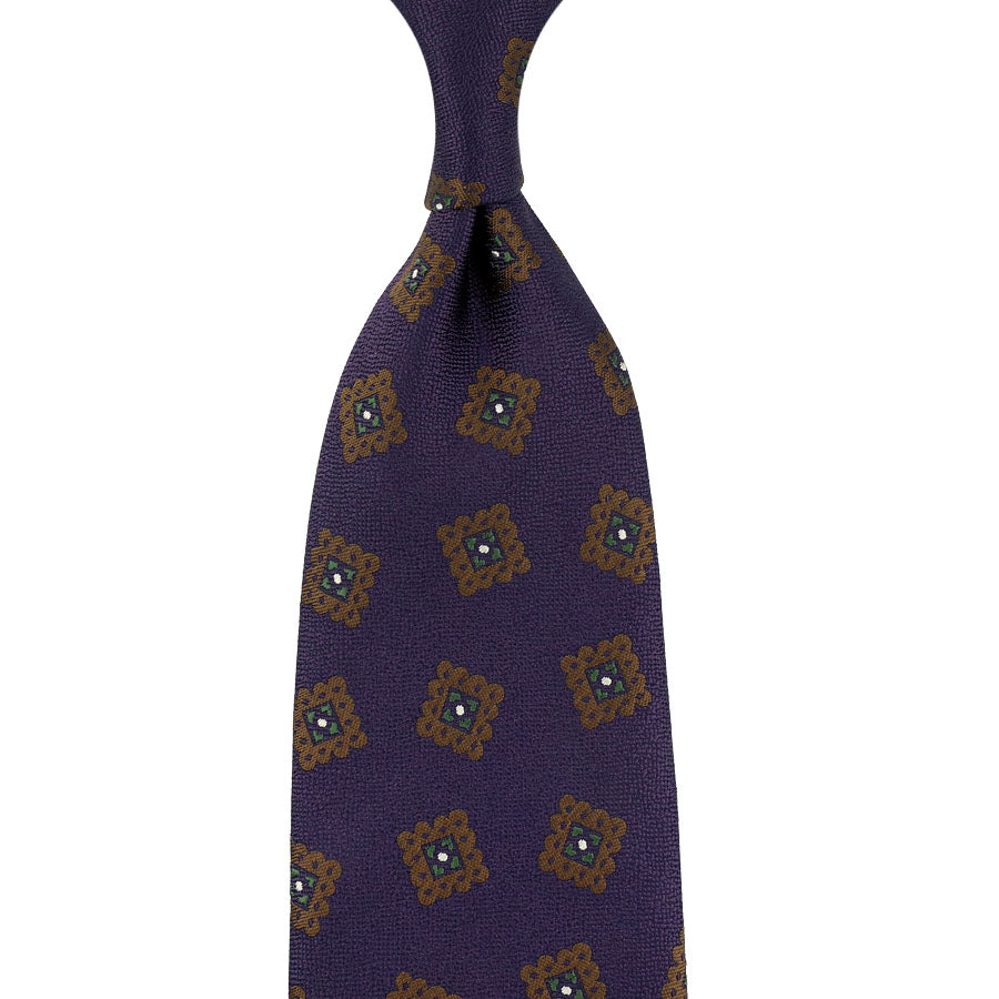 Geometrical Japanese Jacquard Silk Tie Eggplant