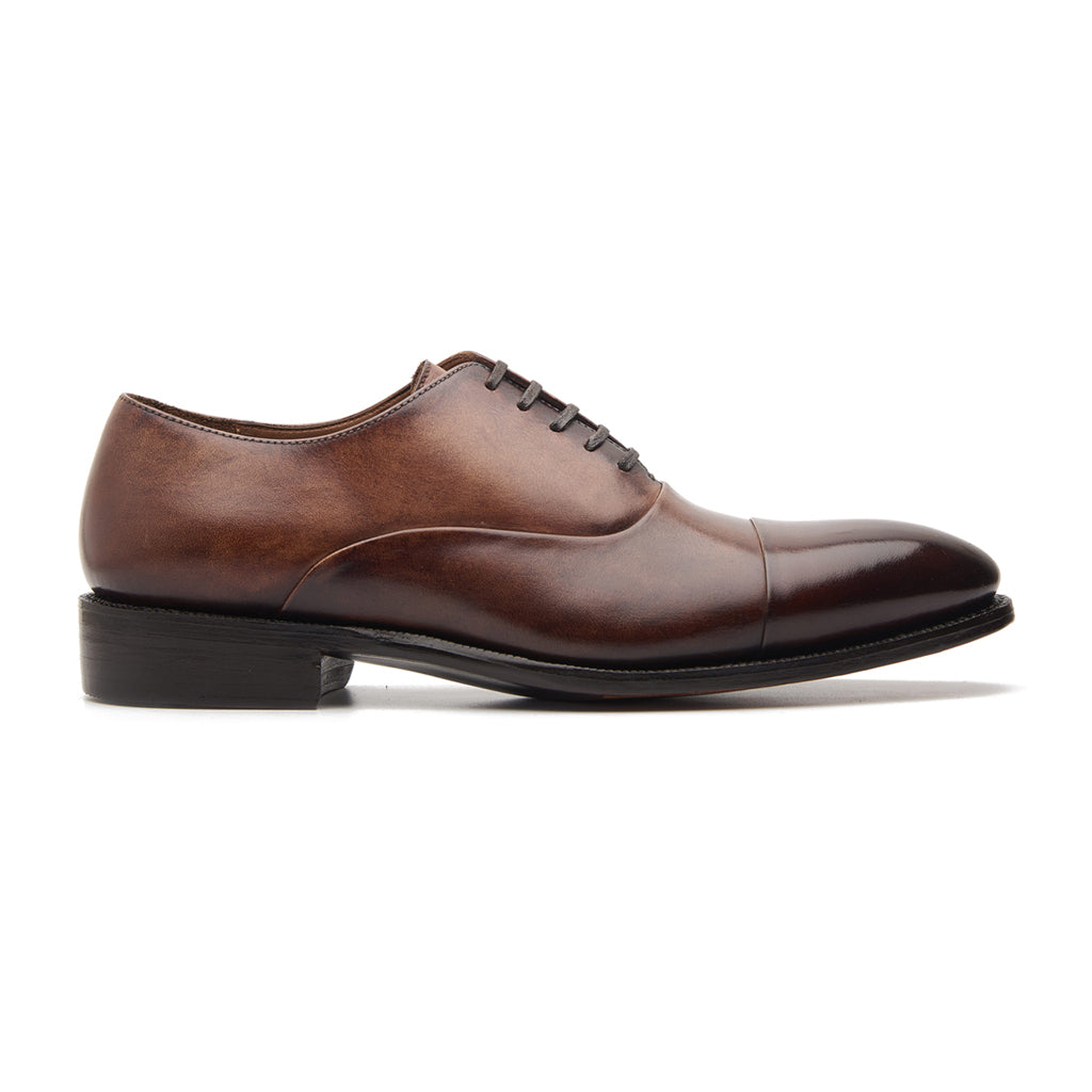 Romero Cap Toe Oxford Cocoa Beige Hand Welted Patina Collection