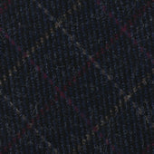 Checked Bespoke Wool Tie - Navy / Charcoal