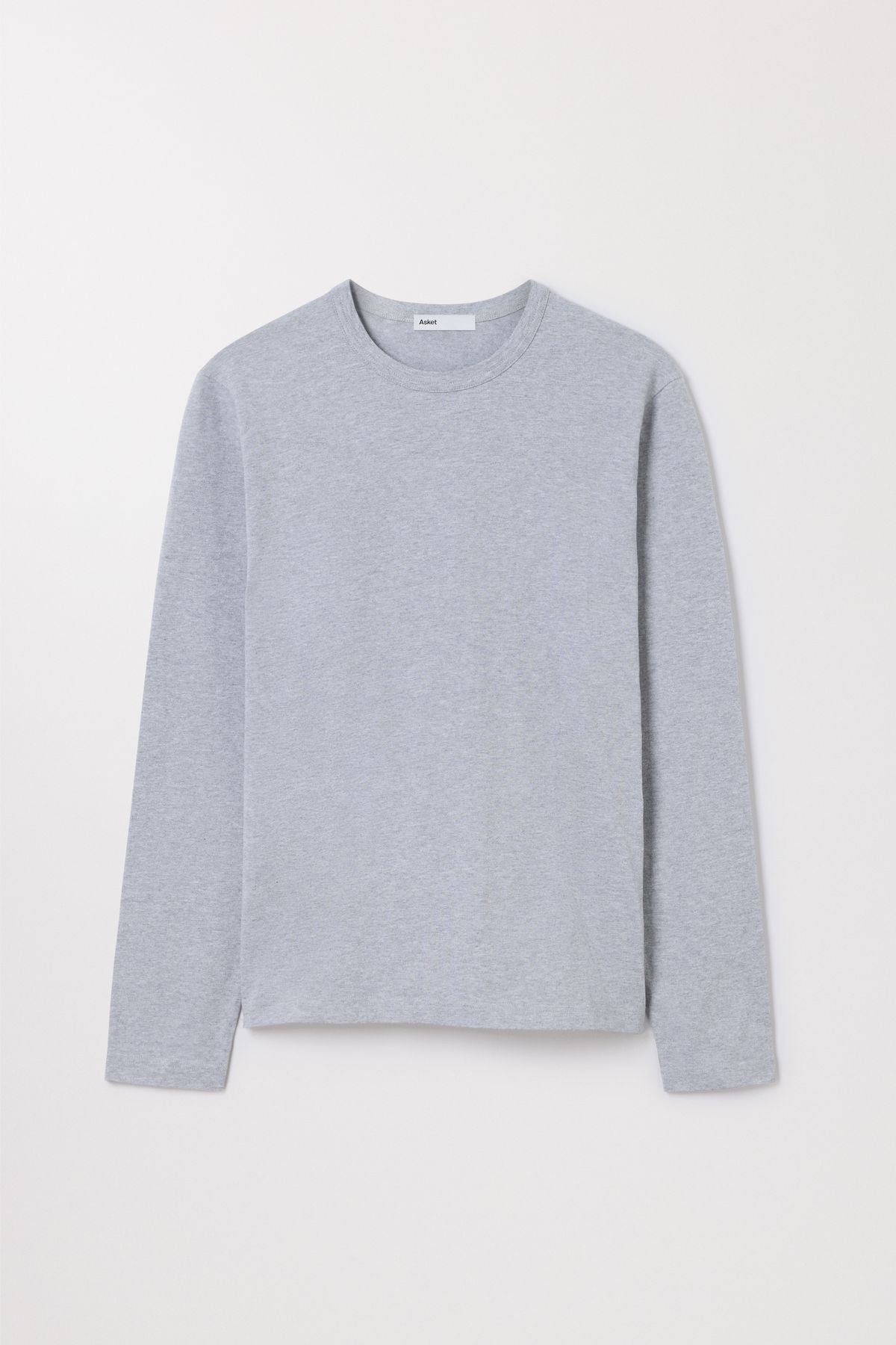 Grey Melange Long Sleeve T Shirt Organic Cotton Crewneck Asket