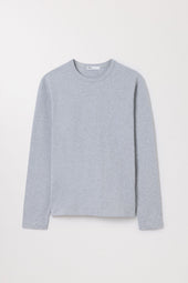 Grey Melange Long Sleeve T Shirt Organic Cotton Crewneck Asket