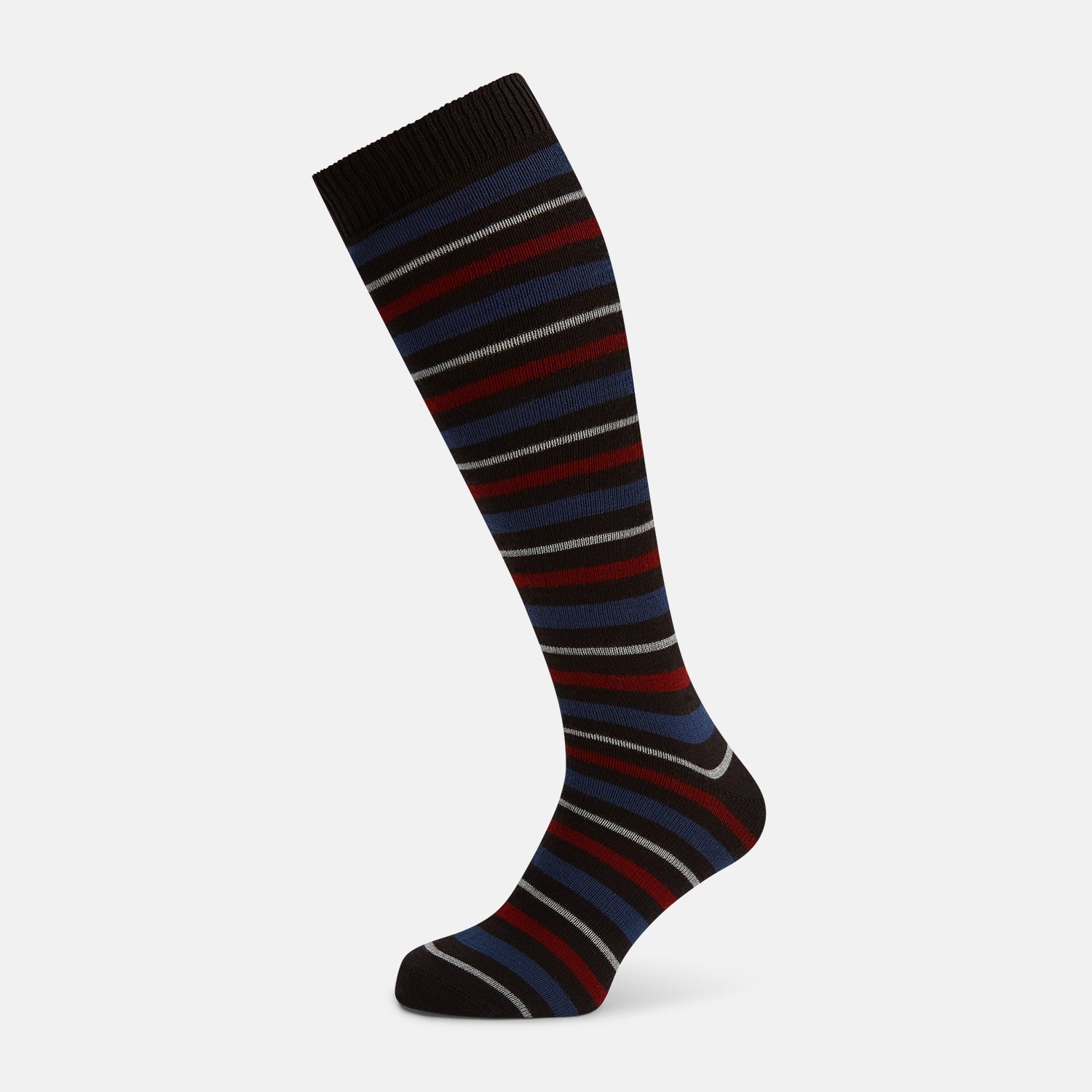 Dark Striped Merino Wool Long Socks