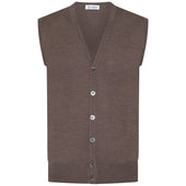 Merino Wool Sleeveless Cardigan - Hazelnut