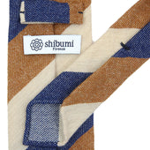 Triple Stripe Pure Cashmere Bespoke Tie Navy Beige