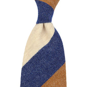 Triple Stripe Pure Cashmere Bespoke Tie Navy Beige