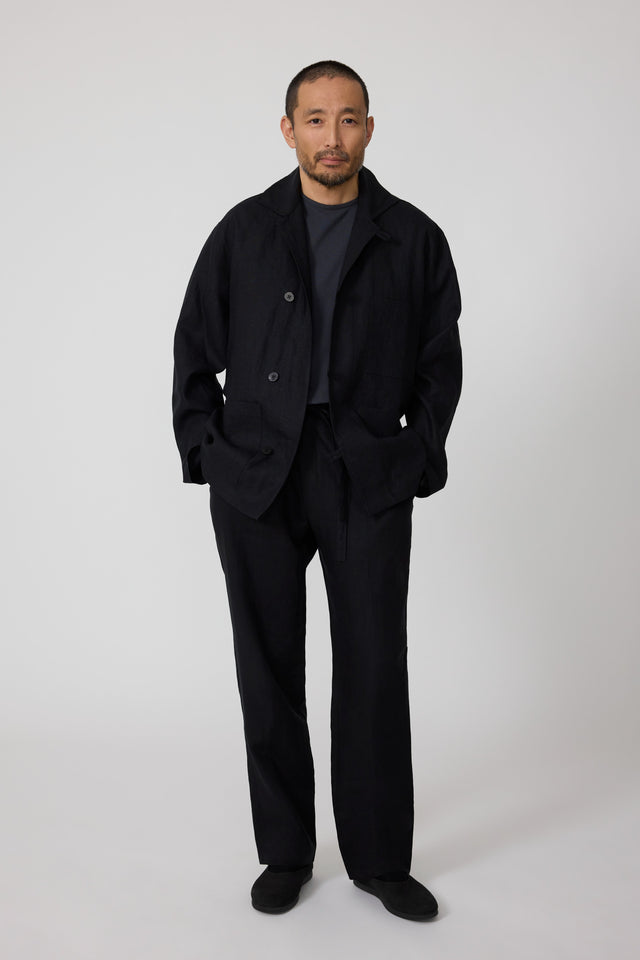 Work Jacket (Black Washed Linen)