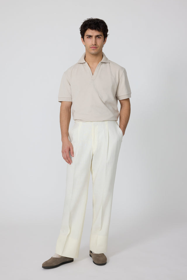 Short Sleeve Polo (Bone Double Cotton Pique)