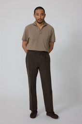 Single Pleat Trouser (Chocolate Basketweave Cotton)