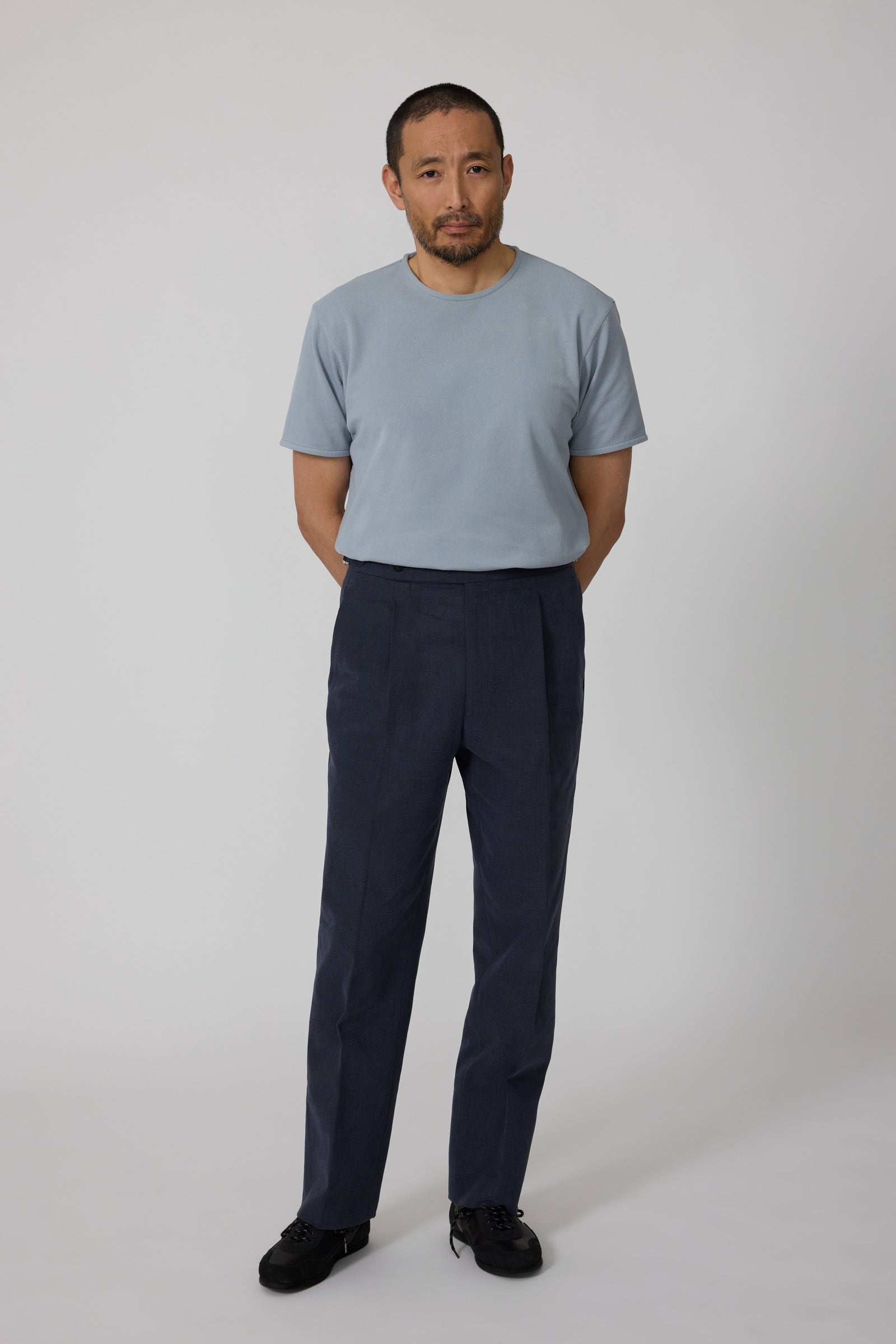 Single Pleat Trouser Basketweave Cotton