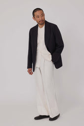 Shawl Collar Shirt Jacket Linen Silk Ottoman