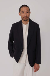 Shawl Collar Shirt Jacket Linen Silk Ottoman