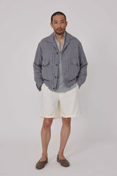 Road Jacket (Slate Wool Linen Silk Deco Twill)