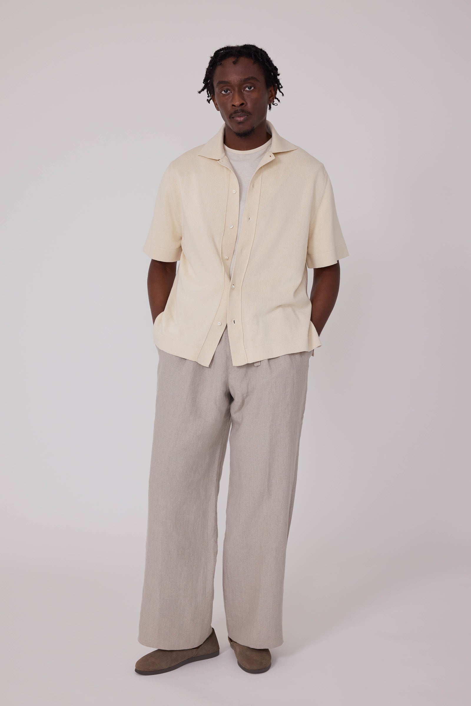 Short Sleeve Knit Shirt Cotton Moulin