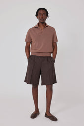 Short Sleeve Polo (Brick Cotton Mouliné)