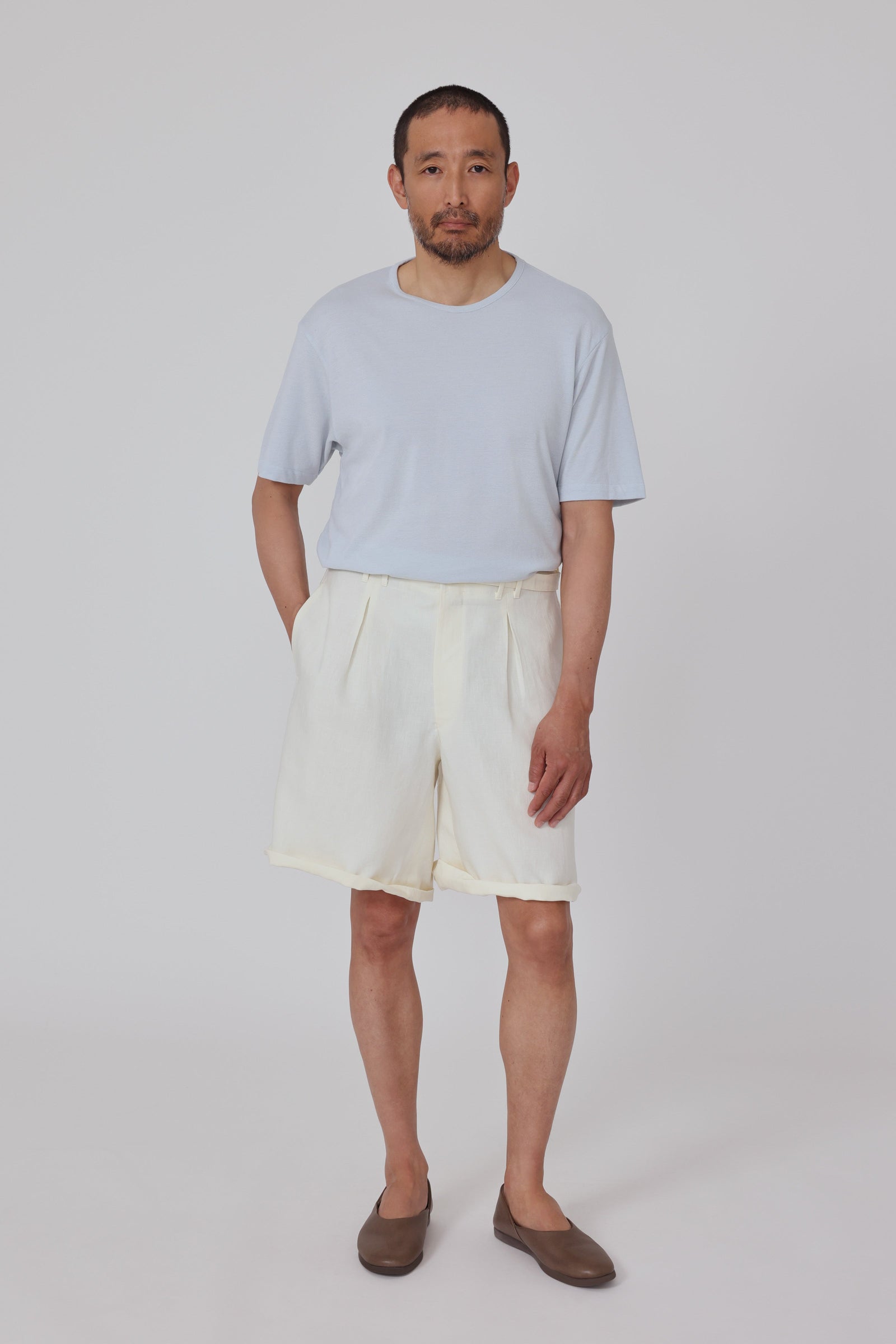 Box Pleat Washable Short Washed Linen