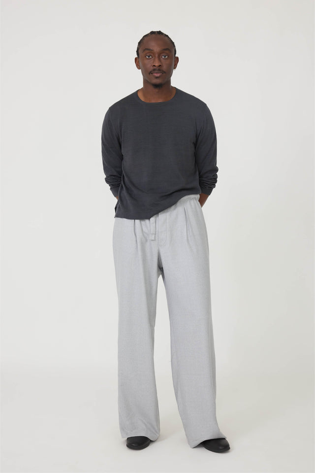 Long Sleeve Knit T-Shirt (Anthracite Naturally Dyed Cotton Mouliné)