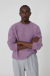 Long Sleeve Rolled Edge Naturally Dyed Merino Wool