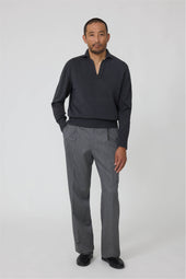 Long Sleeve Polo (Anthracite Naturally Dyed Cotton Mouliné)