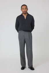 Single Pleat Trouser (Grey Naturally Dyed Wool Twill)