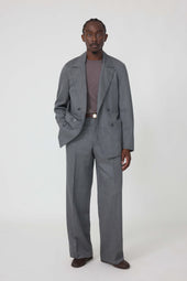 Double Breasted Shirt Jacket (Grey Naturally Dyed Wool Twill)