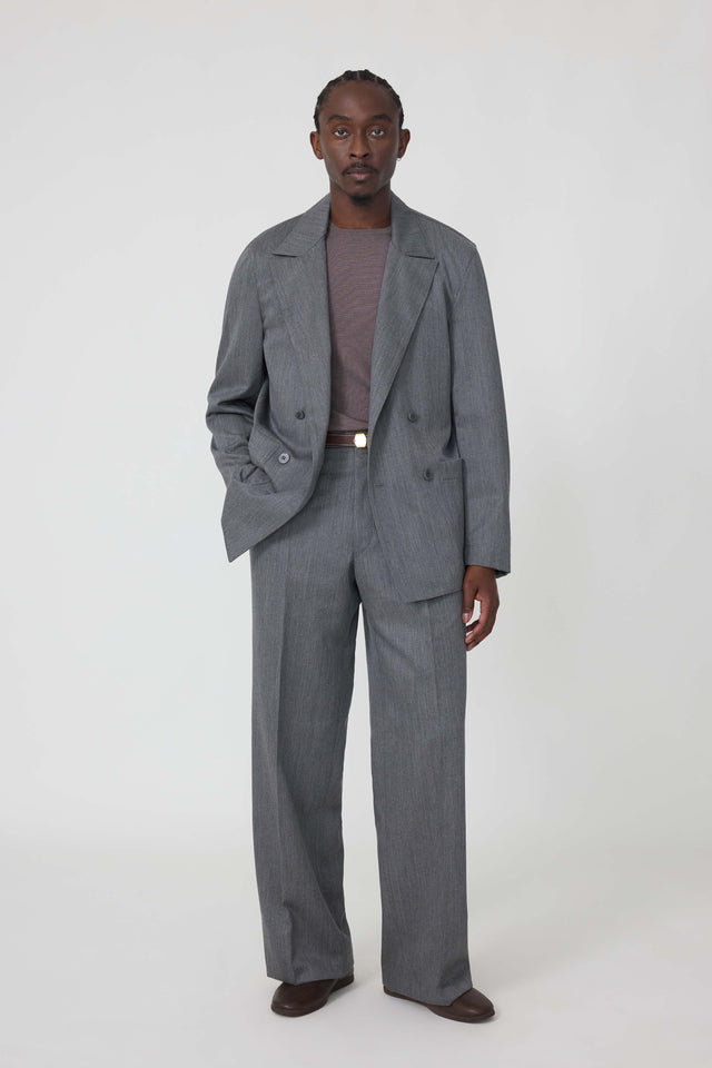 Double Breasted Shirt Jacket (Grey Naturally Dyed Wool Twill)