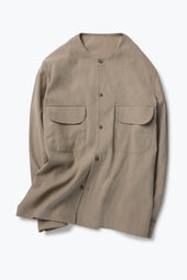 Crewneck Shirt (Taupe Brushed Silk Cotton Linen)