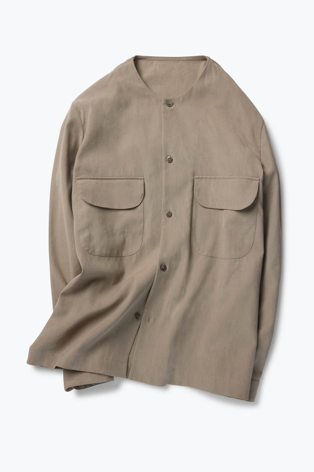 Crewneck Shirt (Taupe Brushed Silk Cotton Linen)