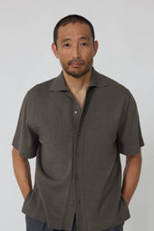 Short Sleeve Knit Shirt Naturally Dyed Cotton Moulin