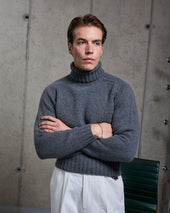 Lambswool Submariner Rollneck Sweater Grey