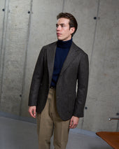 Sport Jacket Dark Brown Herringbone Wool