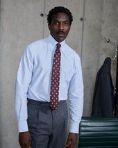 Button Down Collar Shirt Dark Stripe Oxford Cotton