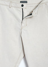 TYGE | Wide Cut Cropped Trousers | Natural