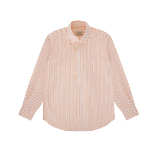 Stripe Oxford cotton Button Down Collar shirt (Orange)