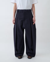Box Pleat Trouser Wool - Navy