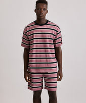 Mesh Stripe Short Sleeve Tee