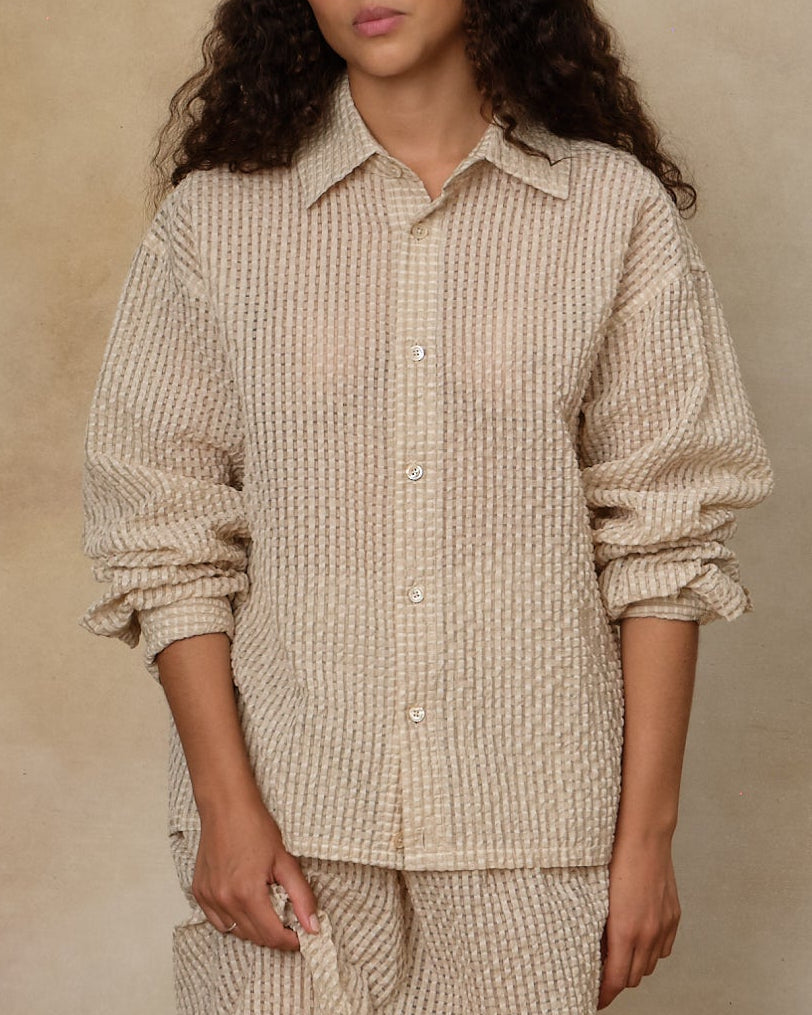 Cropped Shirt Textured Gingham