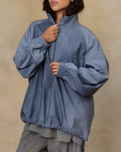 Half Zip Raglan Parka, Washed Blue