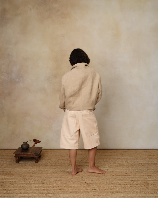 Big Pocket Leather Shorts, Pale Ale