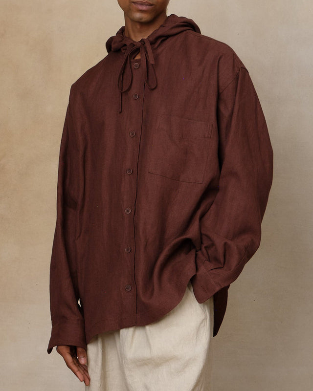 Hooded Shirt, Mahogany