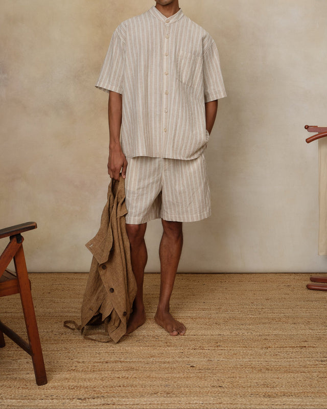 Band Collar Easy Shirt, Sinai Stripe