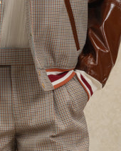 Veste Mix Cuir Et Carreaux