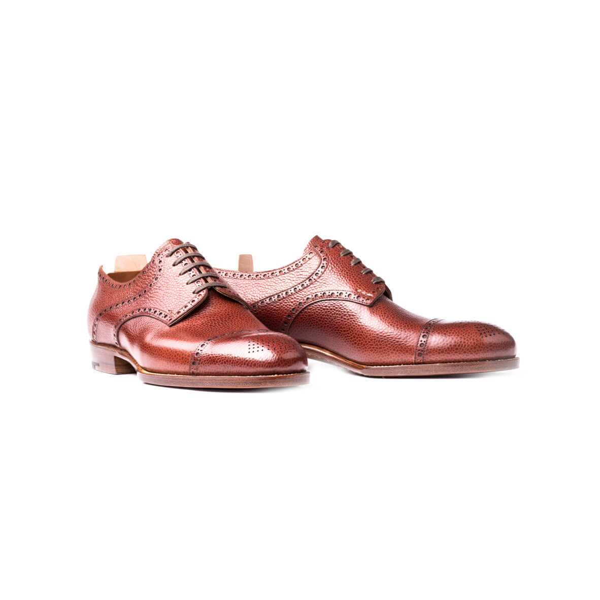 Half Brogue Derby In Mid Scotch Grain Leather