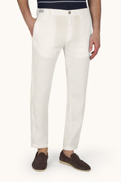 Linen chino pants with drawstring