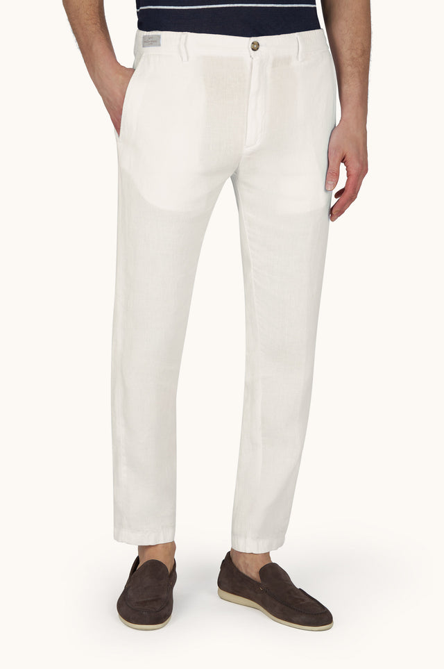 Linen chino pants with drawstring