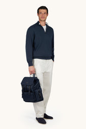 Milano Nylon Backpack With Leather Trims