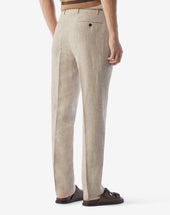 Pants 1 Pince In Chambray Di Puro Lino